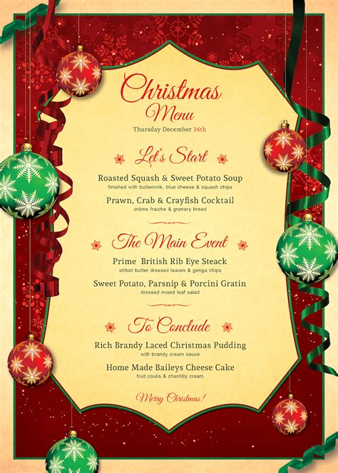 free download xmas menu templates